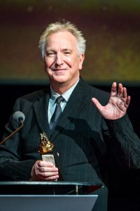 epa04491583 English actor Alan Rickman receives 'Krzysztof Kieslowski Award' for outstanding achievements in acting, during the '2014 Camerimage International Film Festival of the Art of Cinematography' in Bydgoszcz, Poland, 15 November 2014.  EPA/Tytus Zmijewski POLAND OUT