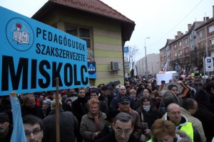 Teachers protest in Miskolc, Hungary