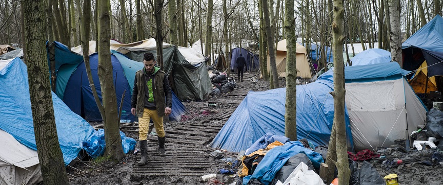 Makeshift migrant camp in Grande Synthe
