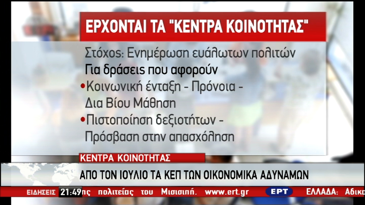 Από τον Ιούλιο τα ΚΕΠ για τις ευάλωτες οικονομικά και κοινωνικά ομάδες (vid)