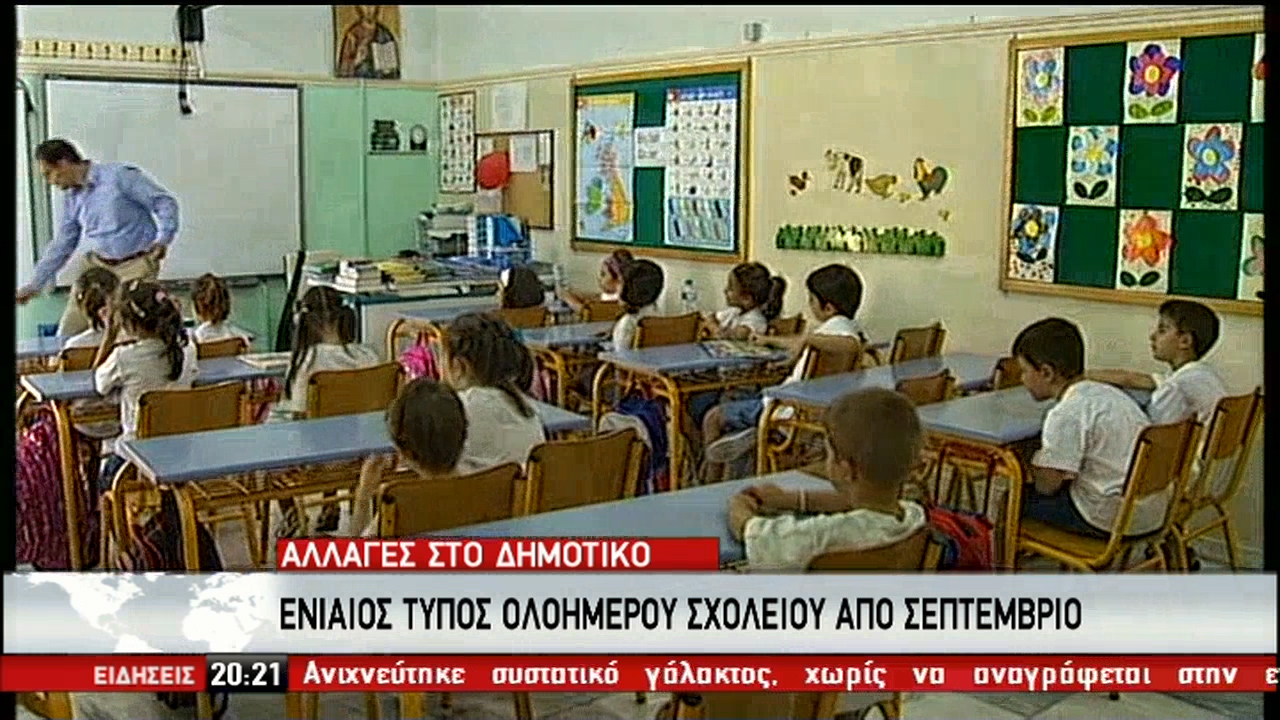 Ενιαίος τύπος ολοήμερου σχολείου από τον Σεπτέμβριο