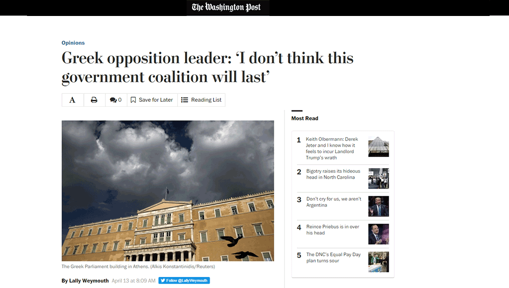 Νέα σφοδρή επίθεση του Κ. Μητσοτάκη σε συνέντευξή του στην Washington Post