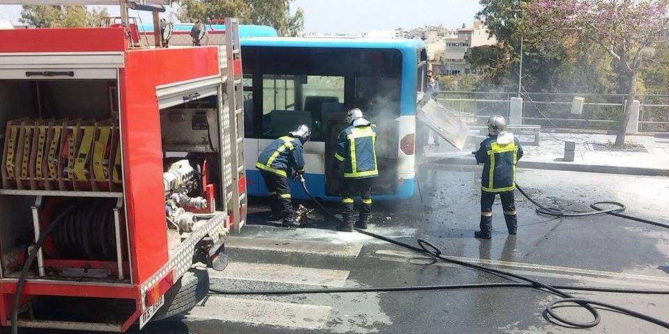 Ηράκλειο: Φωτιά σε αστικό λεωφορείο
