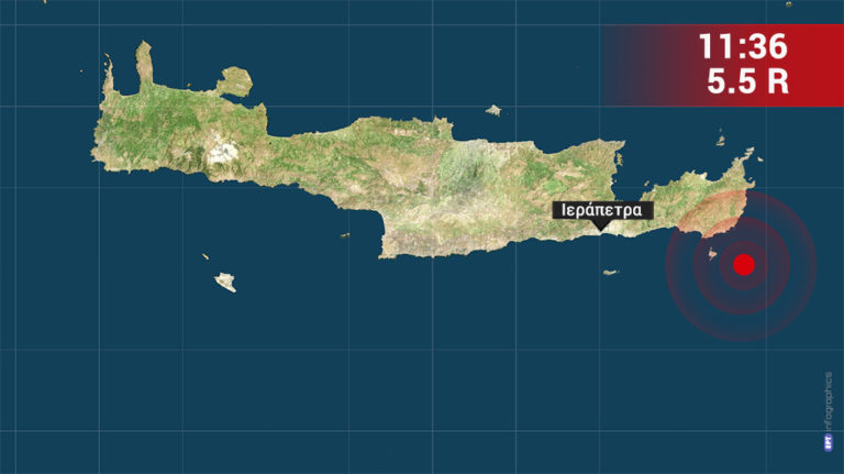Σεισμός 5,5 Ρίχτερ ανοιχτά της Κρήτης – Δεν υπάρχουν αναφορές για ζημιές ή θύματα