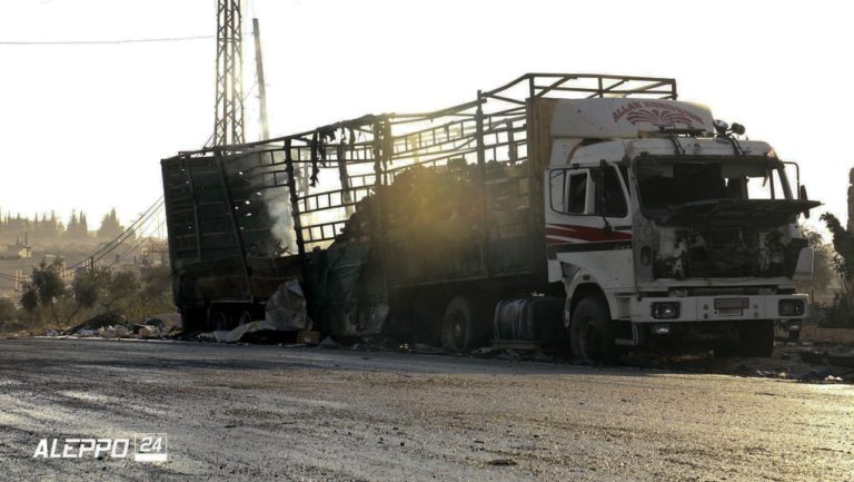 20 νεκροί από τον βομβαρδισμό αυτοκινητοπομπής του ΟΗΕ κοντά στο Χαλέπι