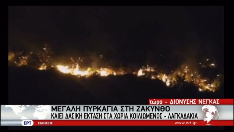 Μαίνεται η φωτιά στη Ζάκυνθο ανάμεσα σε δύο χωριά (video)