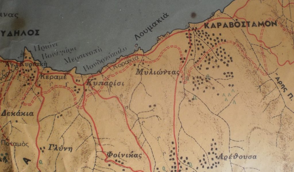Βουδοκόκαλο - χάρτης Ικαρίας Μιχ. Μάζαρη 1957