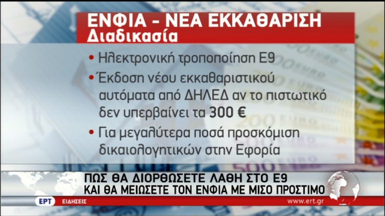 Διορθώσεις λαθών στο Ε9 – Νέος ΕΝΦΙΑ για πάνω από 100.000 ιδιοκτήτες (video)