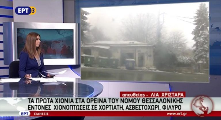 Χιονίζει από το πρωί στη Βόρεια Ελλάδα (video)