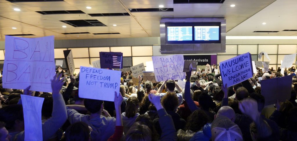 Protest against President Trump's immigration ban at Logan International Airport