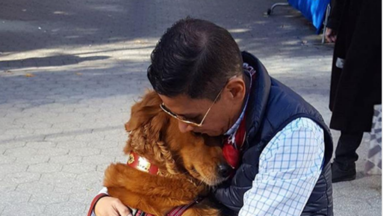 Το  golden retriever που «μοιράζει» αγκαλιές στη Νέα Υόρκη