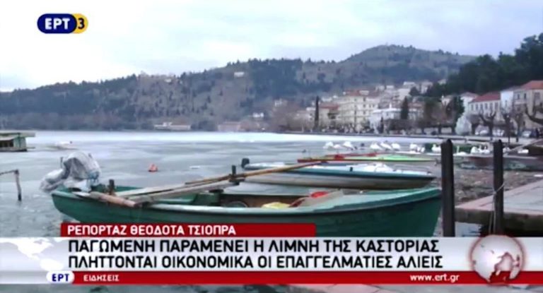 Παγωμένη παραμένει η λίμνη της Καστοριάς (video)
