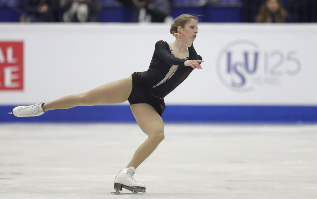 Italy's Carolina Kostner skates her free program at the European Figure Skating Championships in Ostrava, Czech Republic, Friday, Jan. 27, 2017. (AP Photo/Petr David Josek)