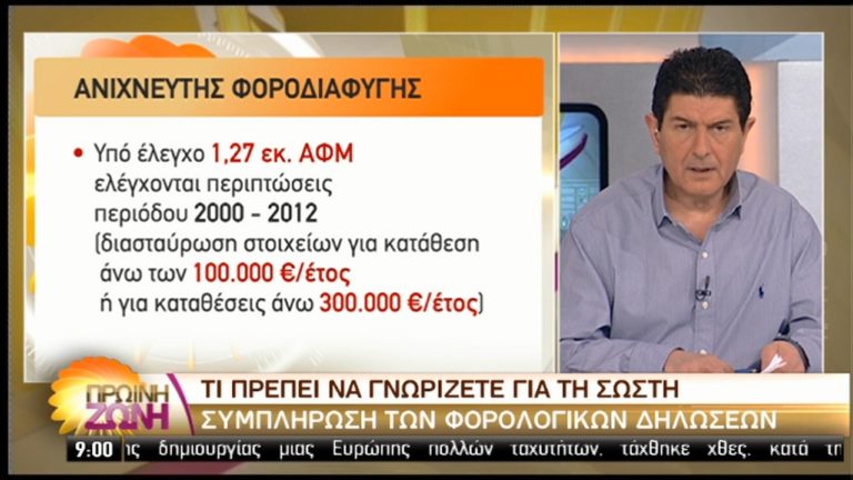 Οι φορολογικές δηλώσεις και ο ανιχνευτής φοροδιαφυγής (video)