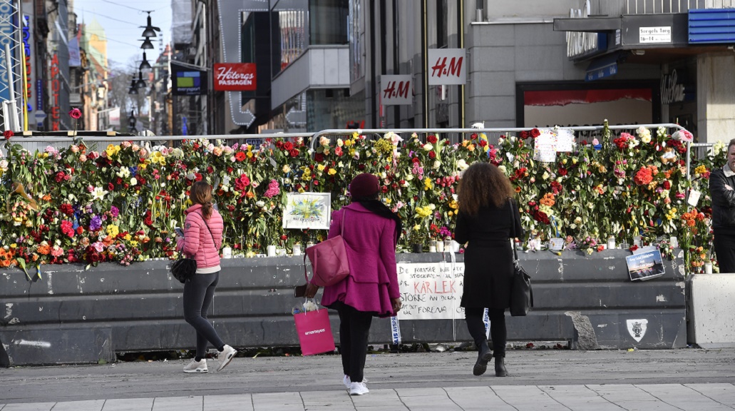 Truck terror attack aftermath in central Stockholm
