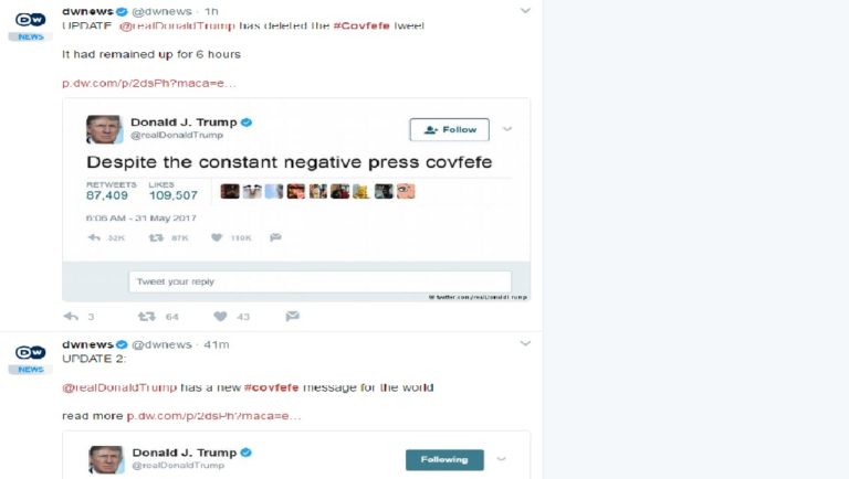 Ο Ντόναλτ Τραμπ και το αινιγματικό τουίτ  “covfefe”