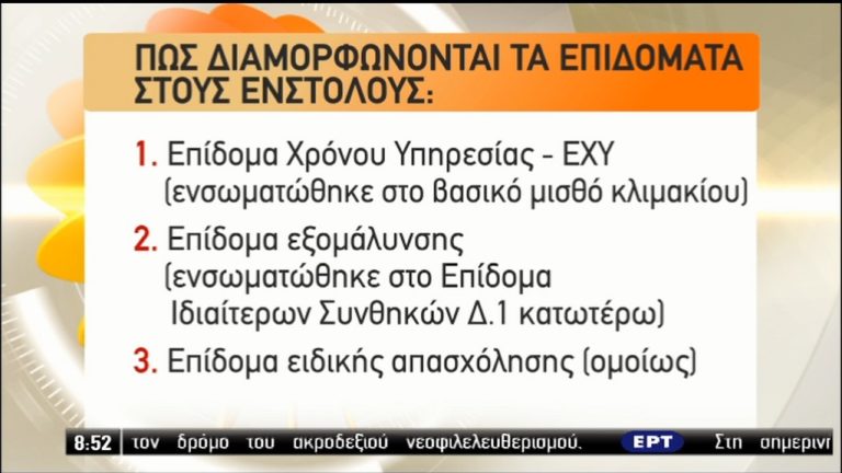 Πώς διαμορφώνονται τα ειδικά μισθολόγια στους ένστολους (video)