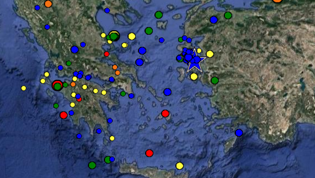 Σεισμός  4,1 Ρίχτερ μεταξύ  Κυλλήνης και Κεφαλονιάς  