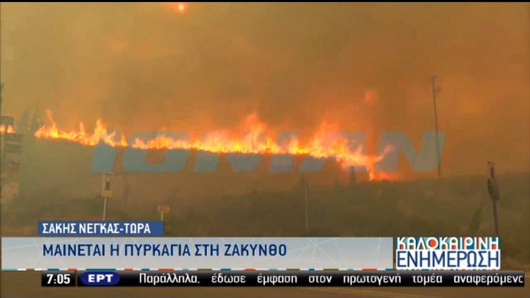 Σε εξέλιξη πυρκαγιές σε Ζάκυνθο και Μεσσηνία (video)