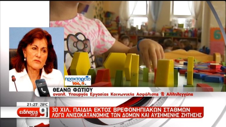 Φωτίου: 10.000 περισσότερα παιδιά τον Σεπτέμβρη στους βρεφονηπιακούς σταθμούς (video)
