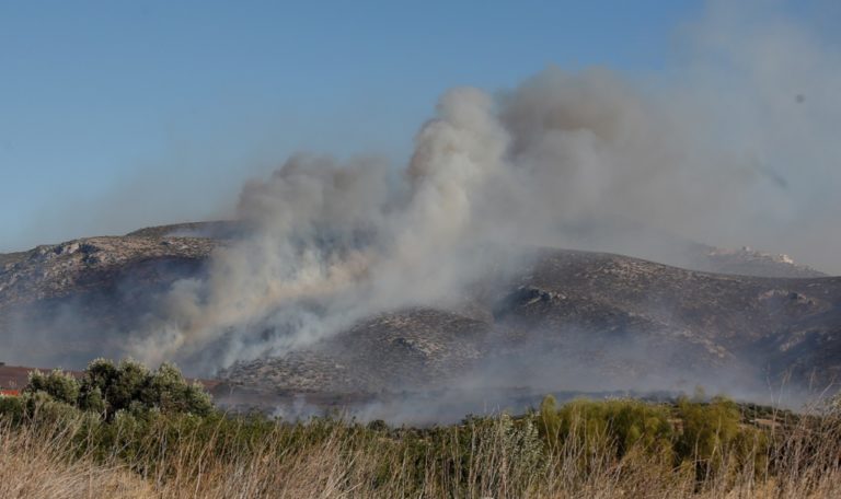 Σε εξέλιξη η φωτιά στα Καλύβια-Συνεχείς αναζωπυρώσεις