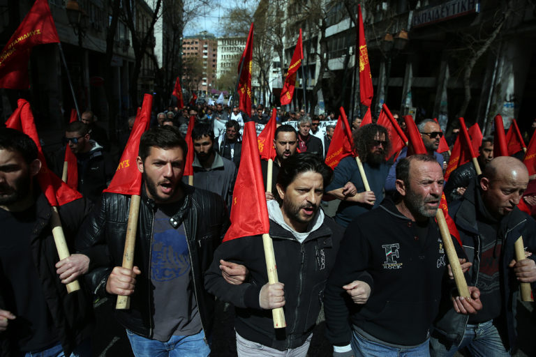 Πορεία των οικοδόμων στη Θεσσαλονίκη