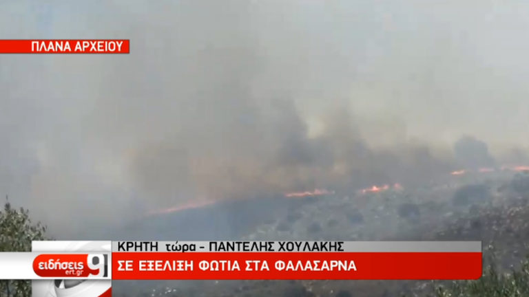 Φωτιές στα Φαλάσαρνα Χανίων και στην Αργυρούπολη Ρεθύμνου (video)