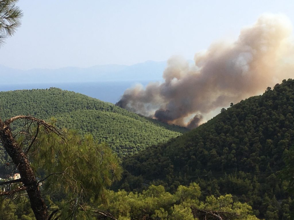 Πυρκαγιά στην περιοχή Αμάραντος στη Σκόπελο (video)