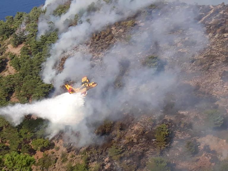 Φωτιά σε δύσβατη περιοχή στη Βόρεια Χίο