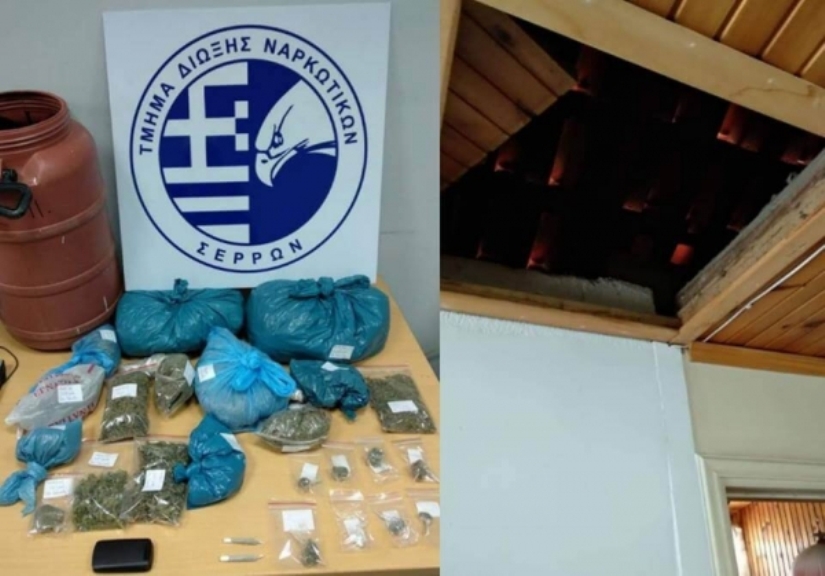 Σέρρες: Είχε κρυμμένα ναρκωτικά στη στέγη του σπιτιού του