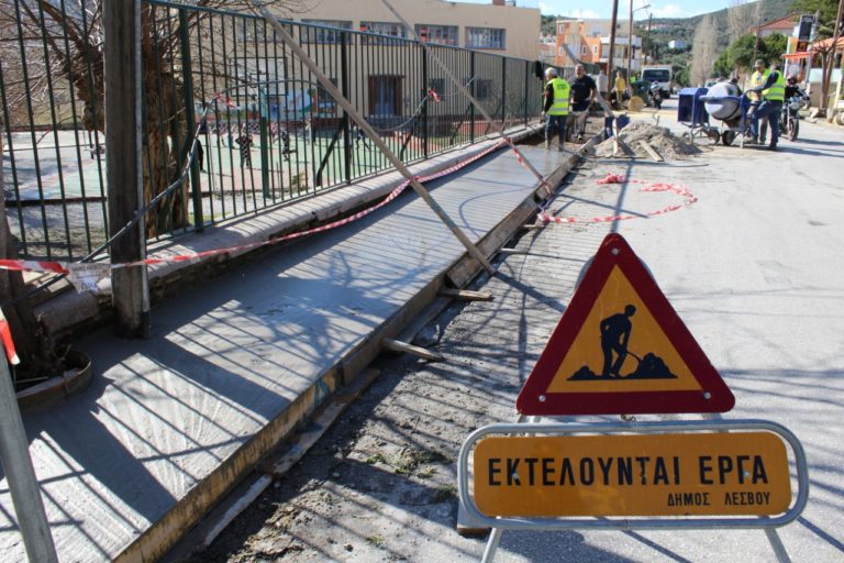 Τσιμεντοστρώσεις πεζοδρομίων της Μυτιλήνης