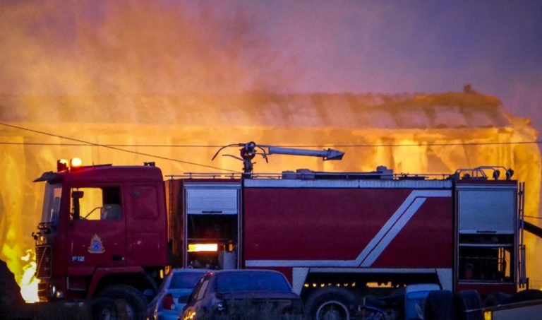 Υπό έλεγχο τέθηκε η φωτιά σε εργοστάσιο ξυλείας στον Πλατύκαμπο Λάρισας (video)