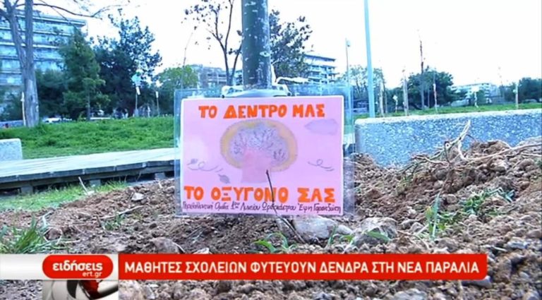 Μαθητές φυτεύουν δέντρα στη Νέα Παραλία Θεσσαλονίκης (video)