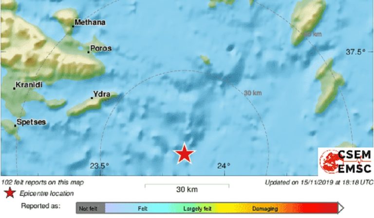 Σεισμός 4,1 Ρίχτερ στο θαλάσσιο χώρο της Ύδρας-Αισθητός στην Αττική