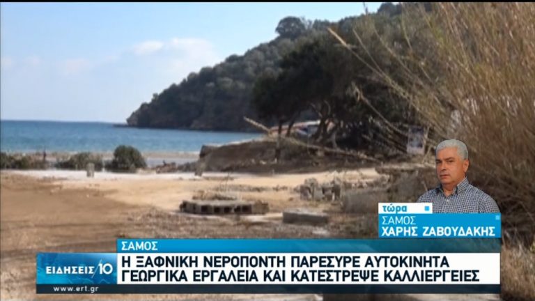 Εκτεταμένες ζημιές από ξαφνική νεροποντή στη Σάμο (video)