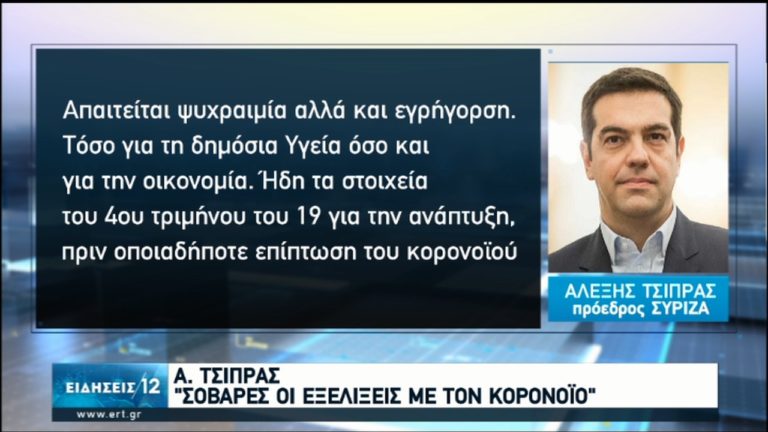 Α. Τσίπρας: Σοβαρές οι εξελίξεις με τον κορονοϊό (video)