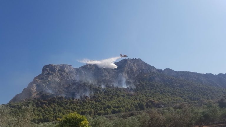 Υπό μερικό έλεγχο η φωτιά στην Περαχώρα Κορινθίας