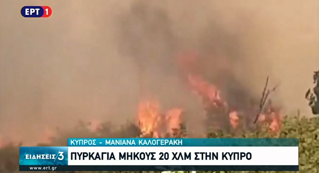 Πύρινο μέτωπο 20 χλμ. στην Κύπρο (video)