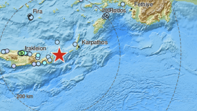 Σεισμός 5,1 ρίχτερ  49 χιλιόμετρα βορειοανατολικά της Σητείας
