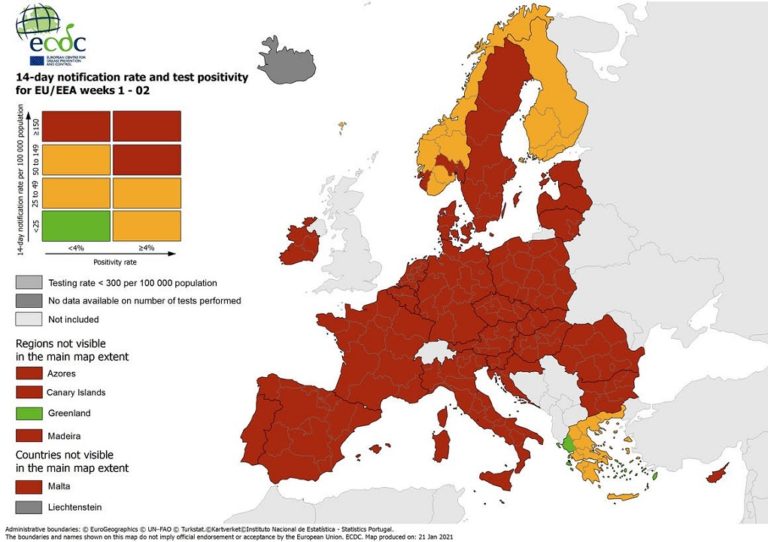 “Πράσινη” η Ήπειρος στον χάρτη του ECDC