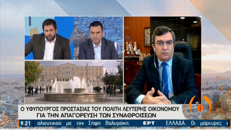 Ο υφ. Προστασίας του Πολίτη Λ. Οικονόμου για συναθροίσεις-πορείες (video)