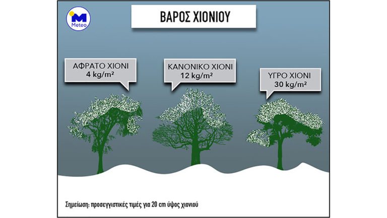 Meteo.gr: Πιο υγρό και βαρύτερο, το χιόνι από τη «Μήδεια» έριξε πολλά δέντρα