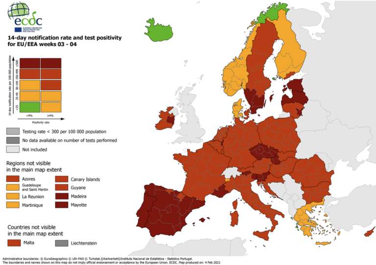 Χάρτης ECDC: Η Ελλάδα, μια από τις λίγες ευρωπαϊκές χώρες με “πράσινες” περιοχές