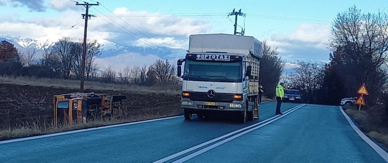 Ανετράπη φορτηγό στην Ε.Ο. Φλώρινας -Αμυνταίου- Δεν τραυματίστηκε ο οδηγός