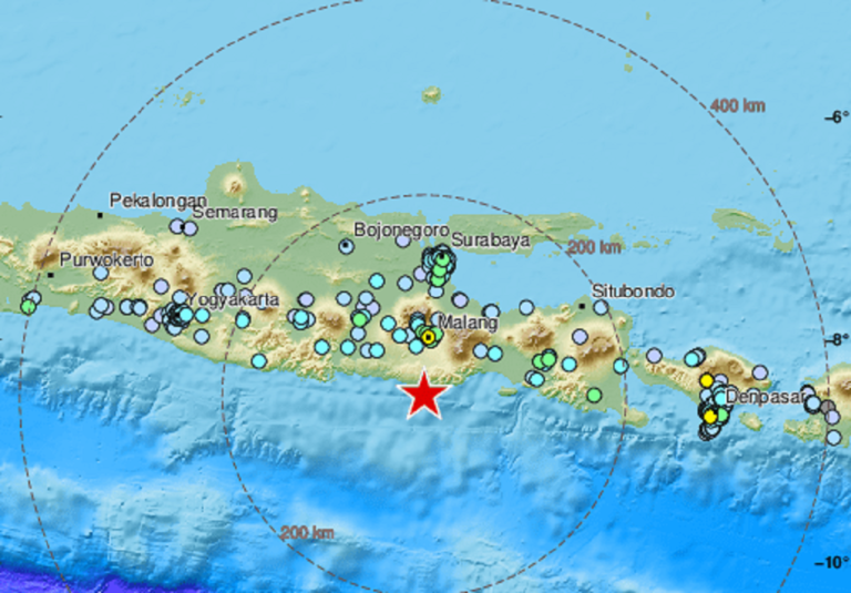 Ινδονησία: Σεισμός 5,9 βαθμών σημειώθηκε στην Ανατολική Ιάβα, σύμφωνα με το EMSC