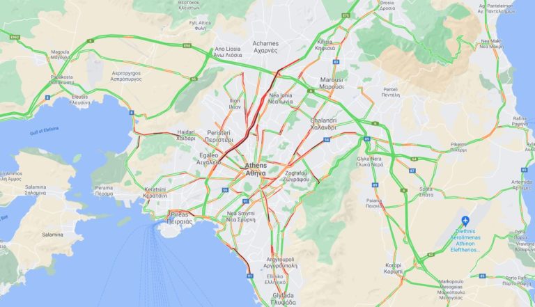 Η κίνηση στους δρόμους της Αττικής