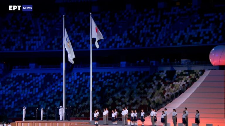 Ολυμπιακοί Αγώνες-Τελετή Έναρξης: Η ανάκρουση του Ολυμπιακού Ύμνου και η έπαρση της Ολυμπιακής σημαίας