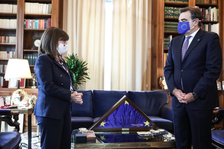 Η ευρωπαϊκή σημαία  συμβολικό δώρο του Μαργαρίτη Σχοινά στην ΠτΔ (video)