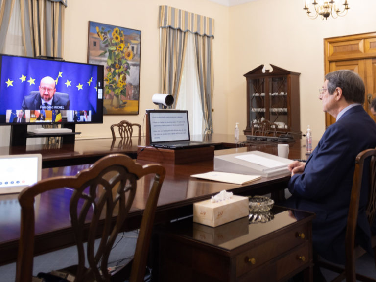 Ο Πρόεδρος της Κύπρου σε τηλεδιάσκεψη που συγκάλεσε ο Σάρλ Μισέλ