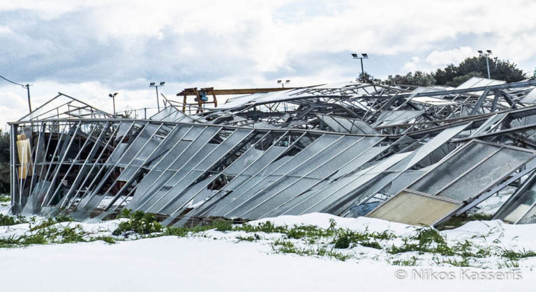 Ρόδος: Μεγάλες καταστροφές σε θερμοκήπια της περιοχής Αφάντου από την χιονόπτωση